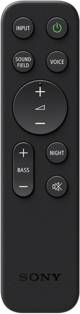 Sony remote control with buttons for 'Input', 'Sound Field', 'Voice', volume control, 'Bass', 'Night' and 'Dimmer'.