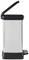 Metal bin with lid and foot pedal, side view. Ideal for waste disposal in kitchen or office.