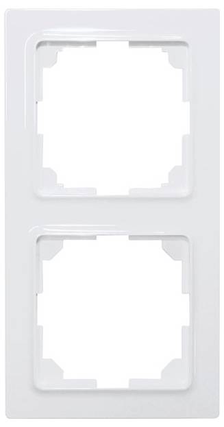 Two white, rectangular frames, overlapping, for electrical switches or sockets.