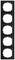 A black five-part frame for switches or sockets with rectangular cutouts for mounting on a wall.