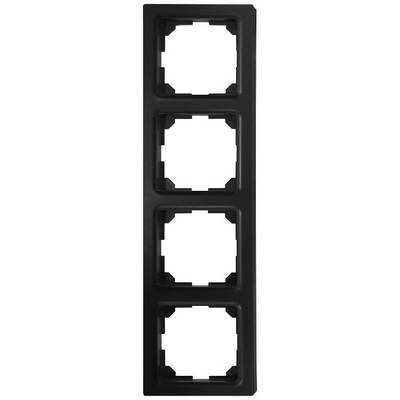Black, rectangular frame with four square openings for sockets or switches.