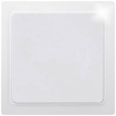 A simple white light switch with a square design.