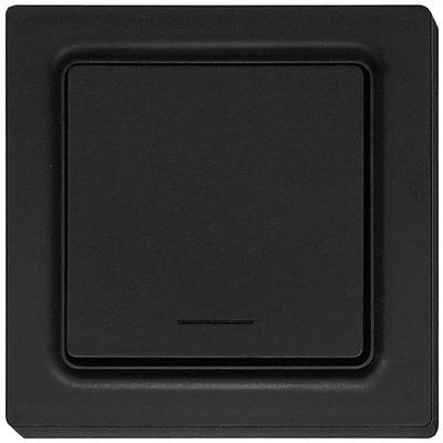 Black light switch on a wall in the Off position.