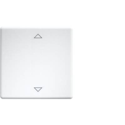White switch plate with two black triangles pointing upwards and downwards.