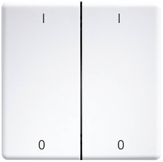 Double light switch with on and off positions. On the left and right, the numbers '0' and '1' are depicted.