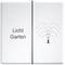 Two light switches: On the left it says 'Garden Light'. On the right is a symbol of a water sprinkler.