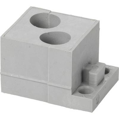Grey LEGO brick with two round holes and a smaller rectangular connection point.