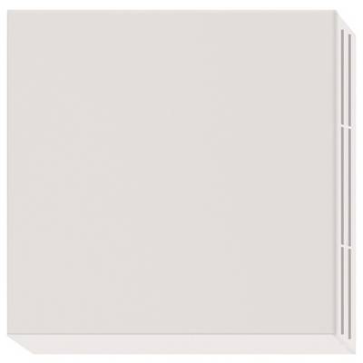 Square, beige device with ventilation slots on the side, likely part of a heating or ventilation system.