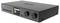 Black stereo audio amplifier with front display, input buttons, USB port, and two large control knobs.
