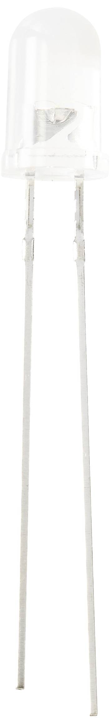 Two-legged, transparent LED with visible internal structure.