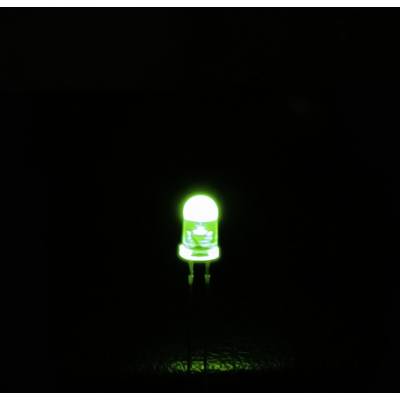 A bright green LED on a dark background.