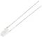 A white light-emitting diode (LED) with two long metal legs on a white background.