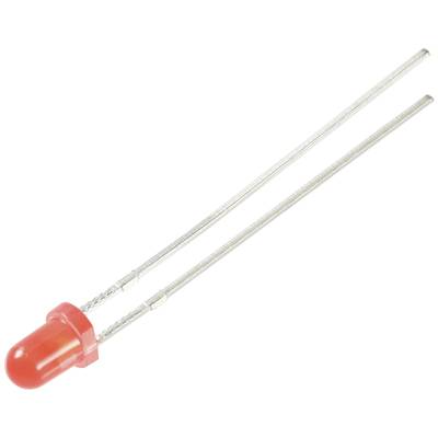 Red light-emitting diode (LED) with two metal terminals.