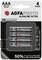 'AAA AGFAPHOTO Alkaline Ultra Batteries 4-Pack. Stores for 10 years. Suitable for high-drain devices. 50% more power.'