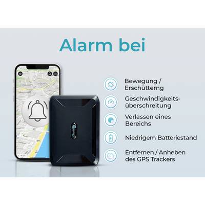 'Alarm triggered by motion, speeding, leaving a designated area, low battery, and removal of the GPS tracker.'