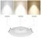 'Recessed ceiling light with three colour temperatures: 6000K (cool white), 4000K (neutral white), 3000K (warm white).'