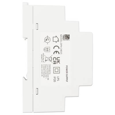 A white power supply device with prints: 'Model DPSH-24015', various safety and certification symbols.