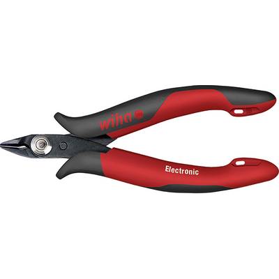 A red and black side cutting pliers by Wiha, labelled 'Electronic', pictured against a white background.