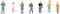 Miniature Figures: Various people in professional and everyday clothing, including a chef, a worker, and a person with a shopping bag. They are standing next to each other.