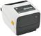 A compact, white-black label printer with control buttons on the top and a yellow accent on the side.