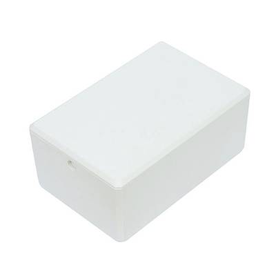 White, rectangular plastic box with a smooth lid.