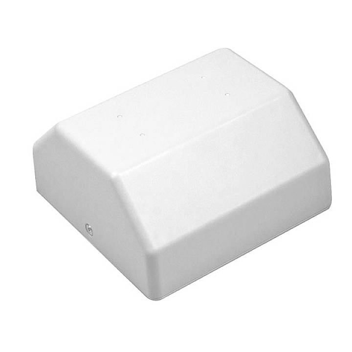 White plastic cover with an angled surface and rounded edges, likely a cover or protective enclosure.