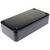 Rectangular black metal box with rounded corners and four screw holes, suitable for housing electronic components.