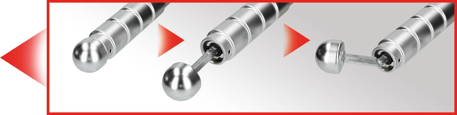 'Telescope Cylinder Rods: Left rod with cover, middle rod shows assembly, right rod shows removed end section.'