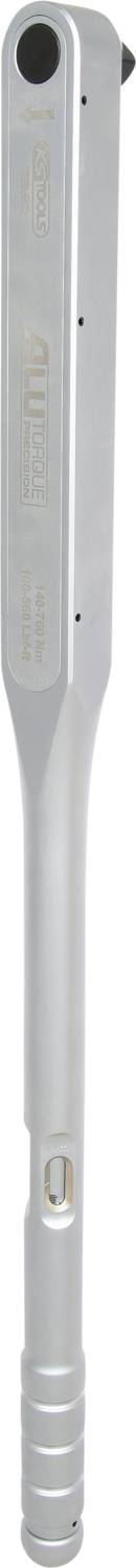 A silver tool with a long handle and a circular hole at the upper end. It could be a lever or a rod.