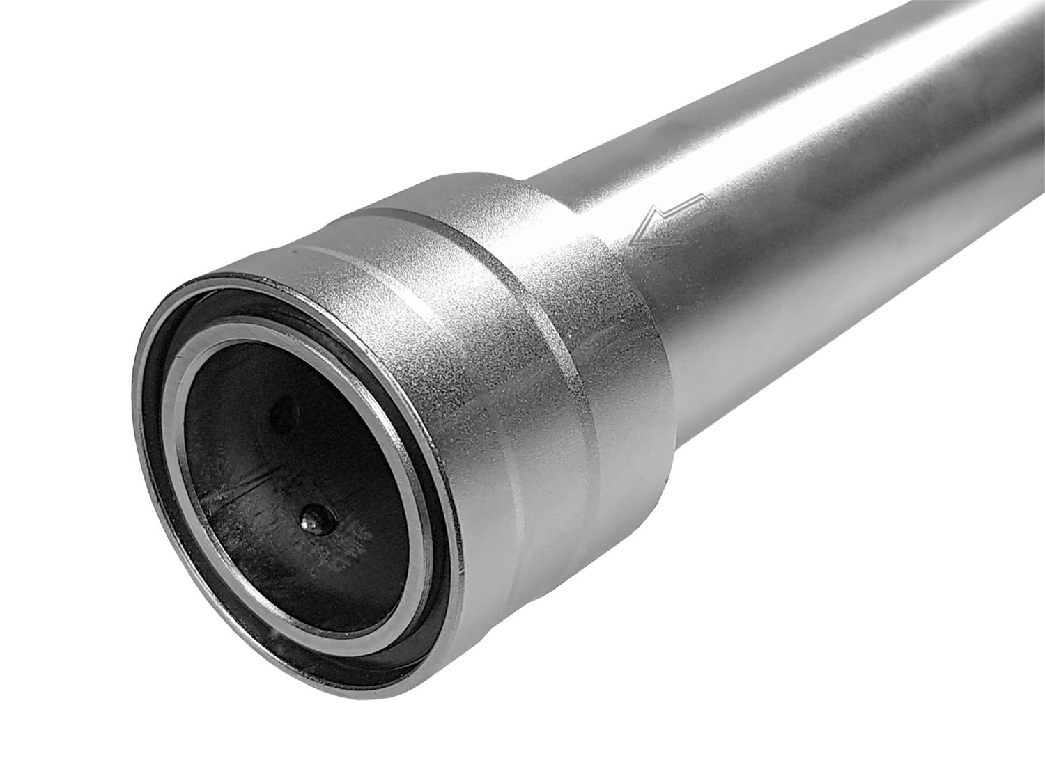 Metal tube with a smooth surface and edge, suitable for industrial applications or installations in piping systems.