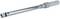 A silver metal torque wrench with marked measurement units, used for precise torque adjustment.