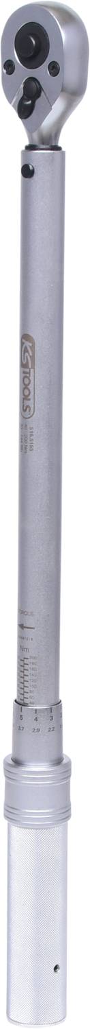 A silver-coloured torque wrench with a marked scale, ideal for precise tightening control of screws.