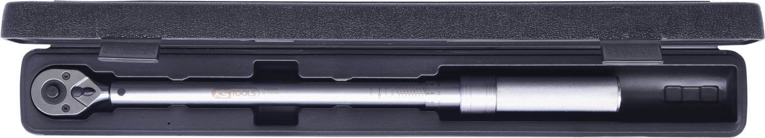 Torque wrench in a black plastic case, displayed open.