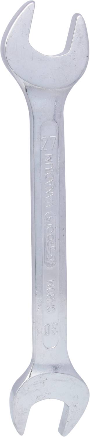 Silver fork spanner with an open jaw at both ends, used for tightening or loosening screws and nuts.