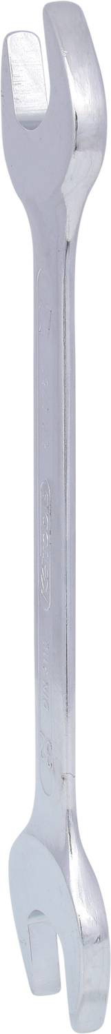 A silver adjustable spanner with an open jaw against a white background.