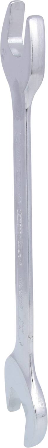 A silver spanner with an open jaw, suitable for tightening or loosening screws and nuts.