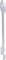 A silver adjustable spanner with an open jaw, positioned vertically.