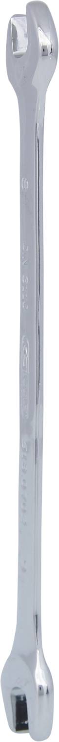 'Combination spanner, silver-coloured; a tool for securing screws and nuts, suitable for DIY tasks.'