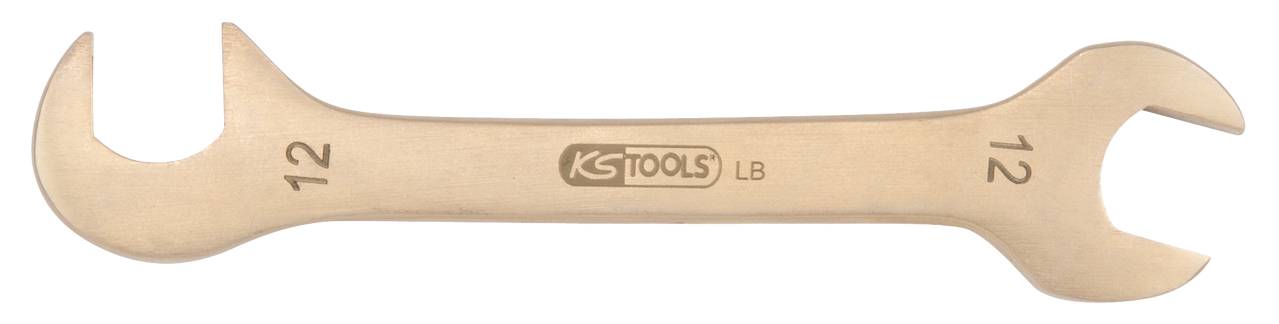 A double-ended ring spanner with '12' sizes on both ends, from the KS Tools brand.