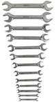 13-piece STAINLESS STEEL double open-end wrench set, angled