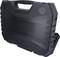 A black tool case with a robust design and carrying handle.