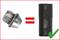 A damaged screw is removed using a specialist socket, represented by an equals sign. A green tick indicates success.