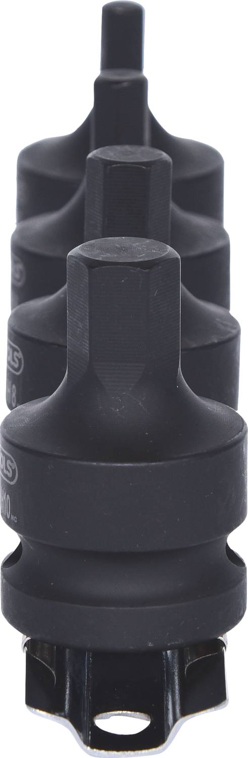 Four black screw caps in a row.