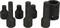 'Set of six black nut inserts of varying sizes, arranged side by side. Suitable for specialist tools.'