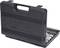 'Black plastic tool case, partially open, showing a range of socket wrenches and adapters.'