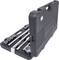 An open black tool case with various sockets and extensions suitable for mechanical work.