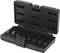 Black case with six drill bits, neatly arranged side by side. Ideal for precise drilling in various materials.