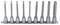 A set of ten socket wrenches in various sizes on a holder, suitable for mechanical work.