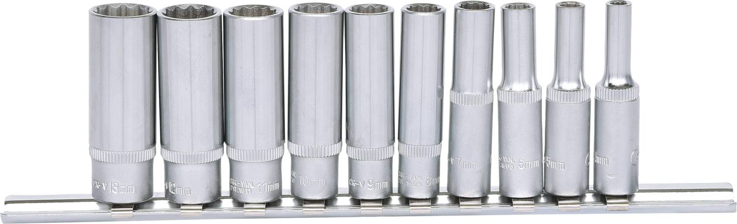 'Set of Spanners' on a holder. Various sizes for mechanical work, arranged in ascending order from left to right.