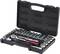'Set of socket nuts and ratchet in a black case. Contains various nut sizes for mechanical or DIY work.'